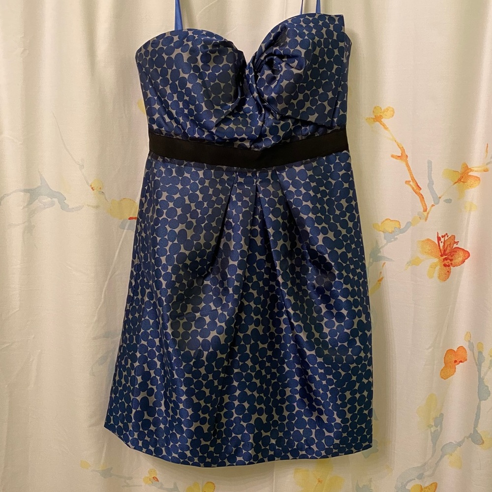 BCBG MaxAzria Blue Polka Dot Holiday Dress-Final Price - Picture 4 of 10